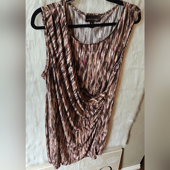 Dana Buchman Ruched Drape Abstract Midi Dress - Picture 2 of 7